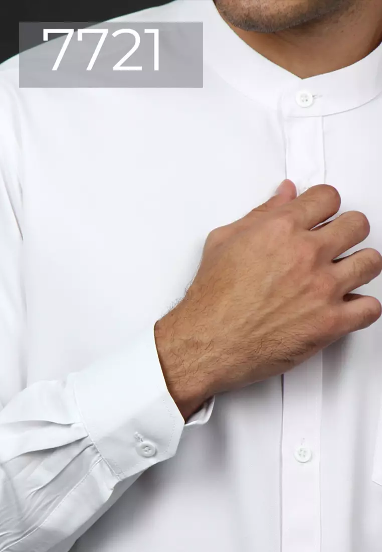 Casella Kemeja Pria Lengan Panjang Kerah Shanghai Polos Basic 7721 White