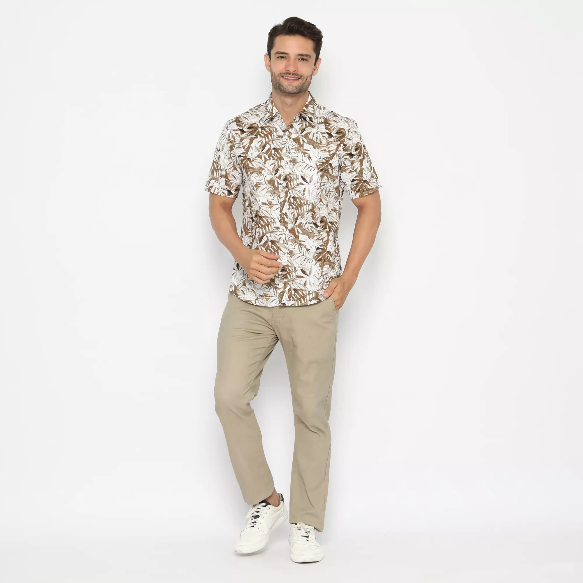 Platini Kemeja Hawai Pria Lengan Pendek Coklat 132115