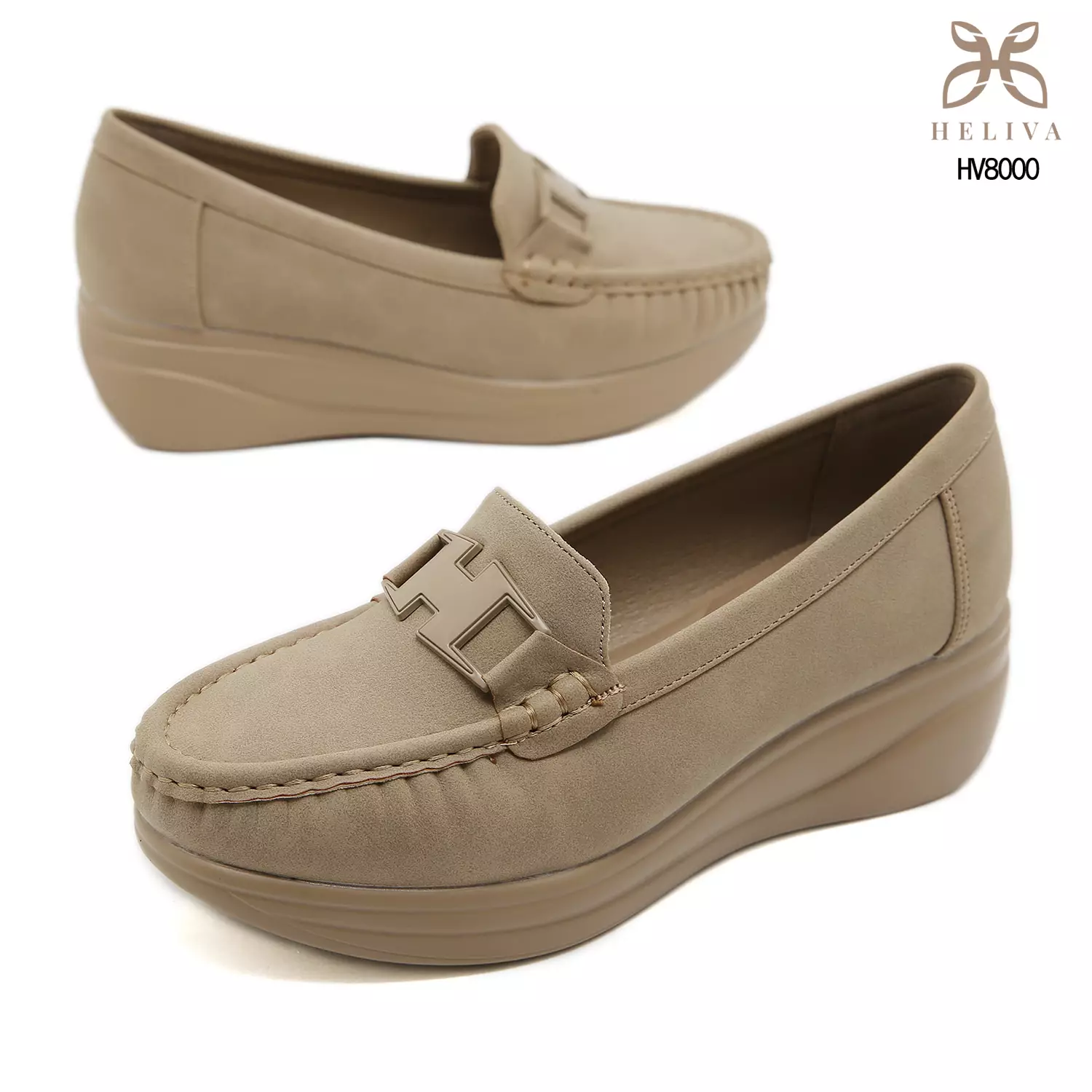 HELIVA HILARY Minimalist H-Accent Wedge Loafers for Women HV8000