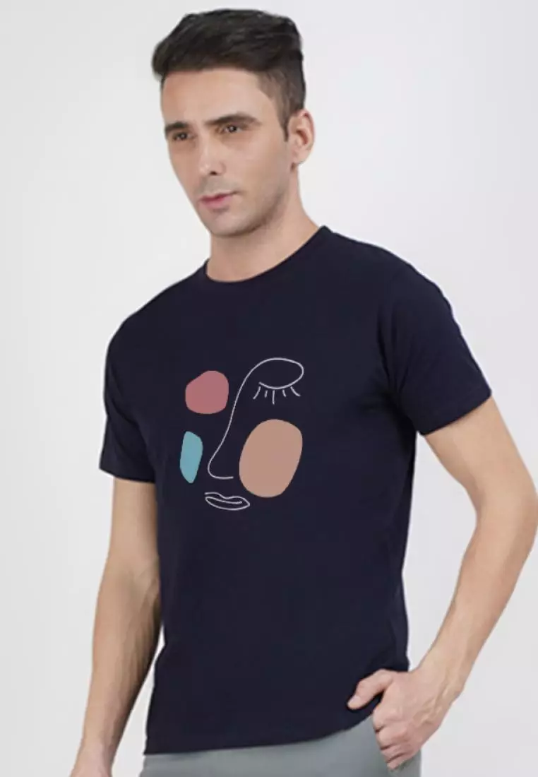 Vibrant  Graphic Navy Blue Cotton Short Sleeve Essential T-Shirt