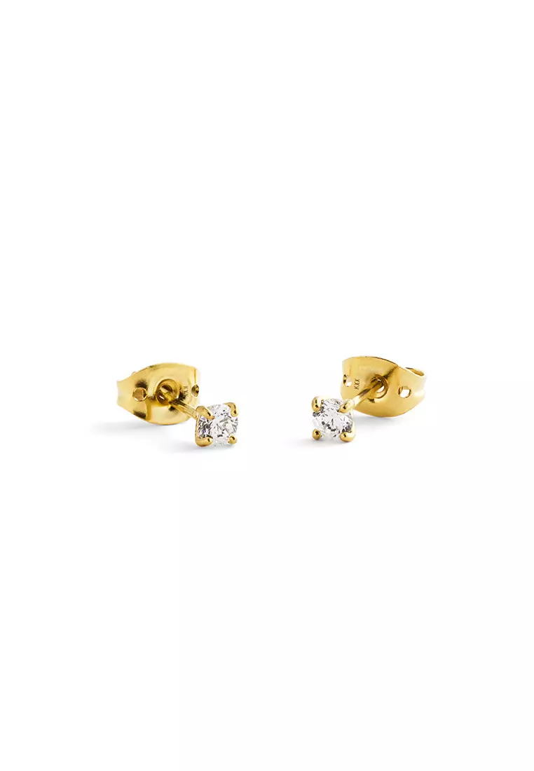 Mirelle Solitaire Stud Earring Gold - Unisex Earrings for women and men stainless steel crystal Earrings DW Official Authentic Original perempuan lelaki DW