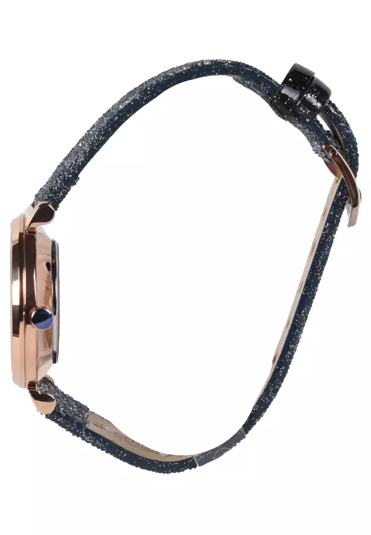 Bonia Sapphire - Jam Tangan Wanita - Rosegold - Blue Leather Strap - BNB10524-2537