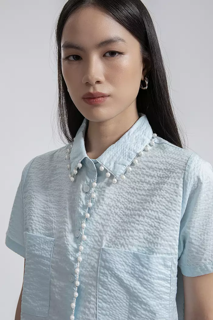COTTONINK - Atasan Kemeja Wanita Light Blue Rilian #FallWinter2025