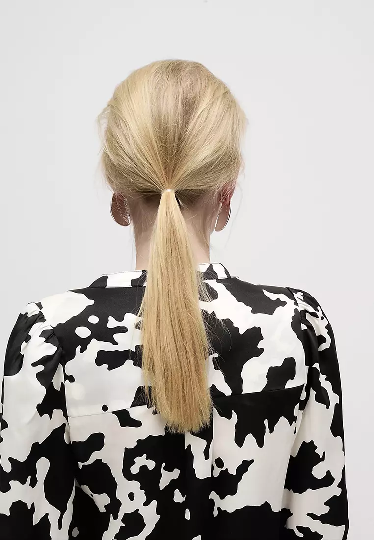 Printed Tie Neck Popover Blouse