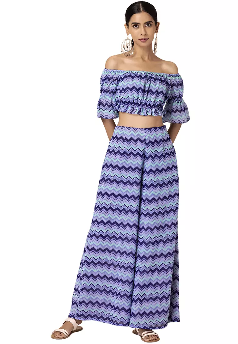 Crop top with palazzo pants online discount