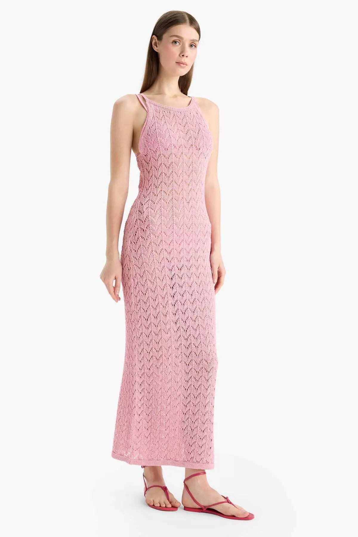 Round Neck Strap Knitwear Beach Dress-Fall in Love E5968Ax25Hs