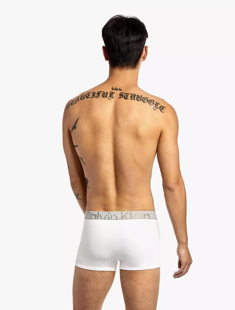 CK UNDERWEAR - EMBOSSED ICON COTTON TRUNKS - white