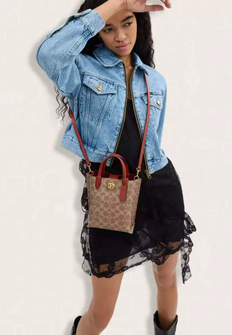 Coach Willow Tote 16 In Signature Canvas Tan Rust