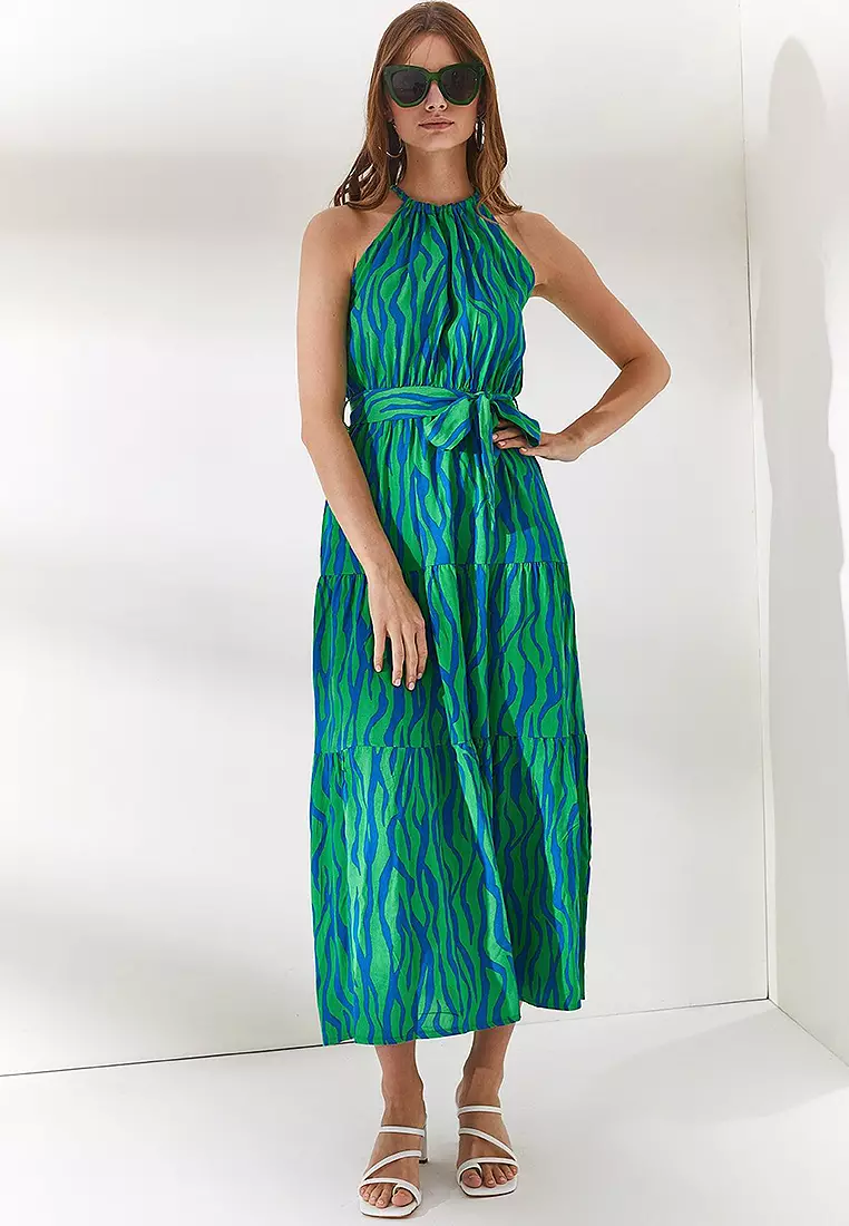 Halter Neck Belted Dress