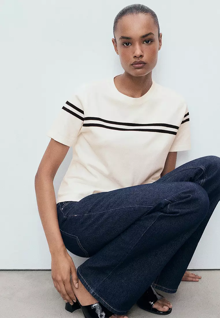 Striped Short-Sleeved Sweater