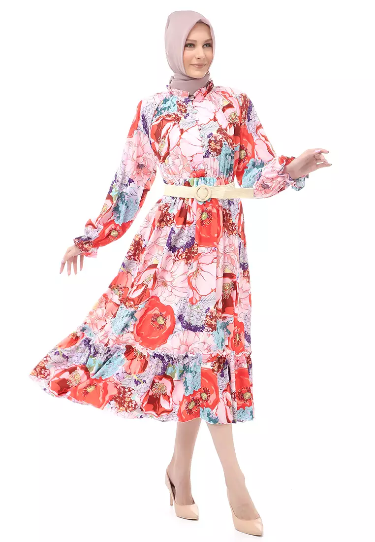 Tiara Gamis Dress Long Sleeve Wanita Muslimah Regular Fit - Pink