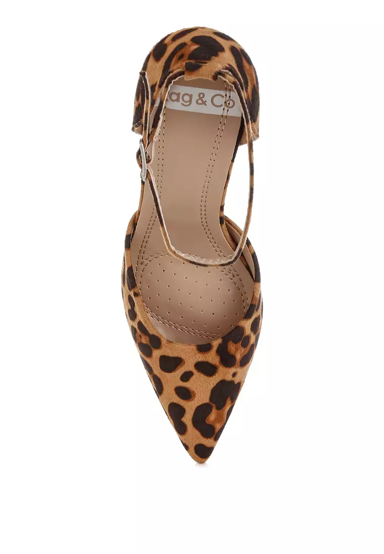 Microfiber Stiletto Sandals in Leopard