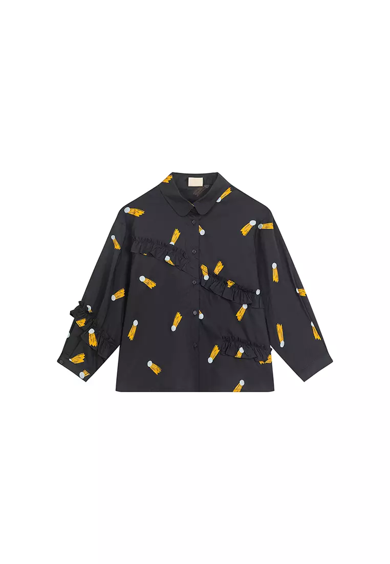Long Sleeve Shirt With Ruffle Design
