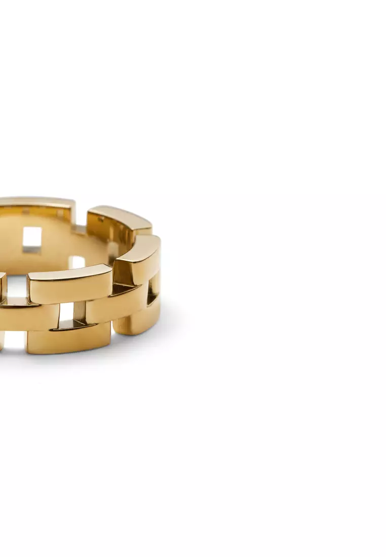 3-Link Ring Gold  - Unisex Ring for women and men stainless steel Ring DW Official Authentic Original