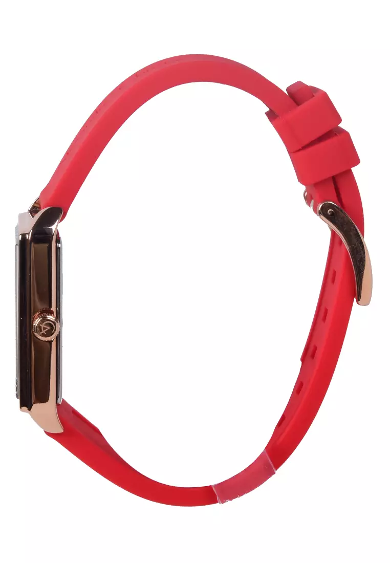 Alexandre Christie - Female Analog Watches - Jam Tangan Analog Wanita - Rosegold - Red Rubber Strap - 2995 LDRRGRE