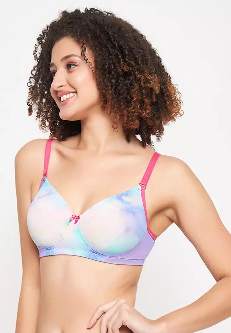 Padded Non-Wired Printed T-shirt Bra with Detachable Straps