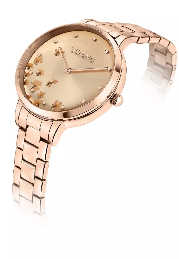 [Sustainable Watch] Oui & Me Fleurette 34mm Women's Rose Gold Metal Band Quartz Watch ME010370