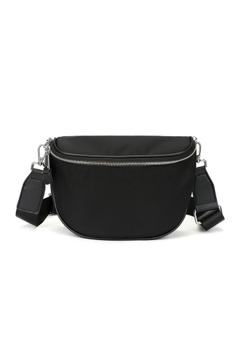 Lara black Women's Oxford Cloth Chest Bag Shoulder Bag - Black 53BD0AC2C52EFAGS_1