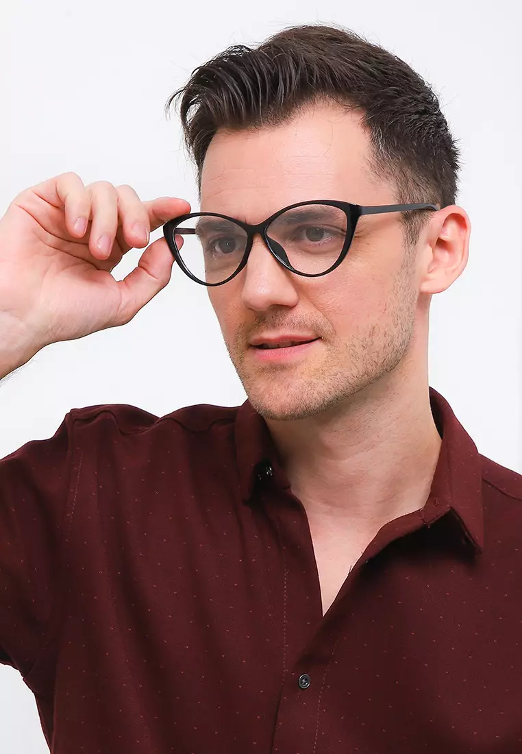 Kacamata TR Lentur Pria Wanita Antiradiasi Cat Eye Regata Black