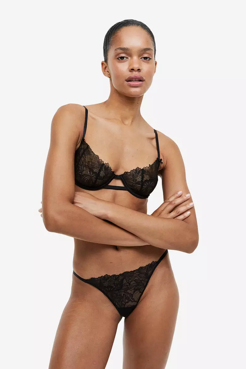 Buy H&M Non-padded underwired lace bra 2024 Online