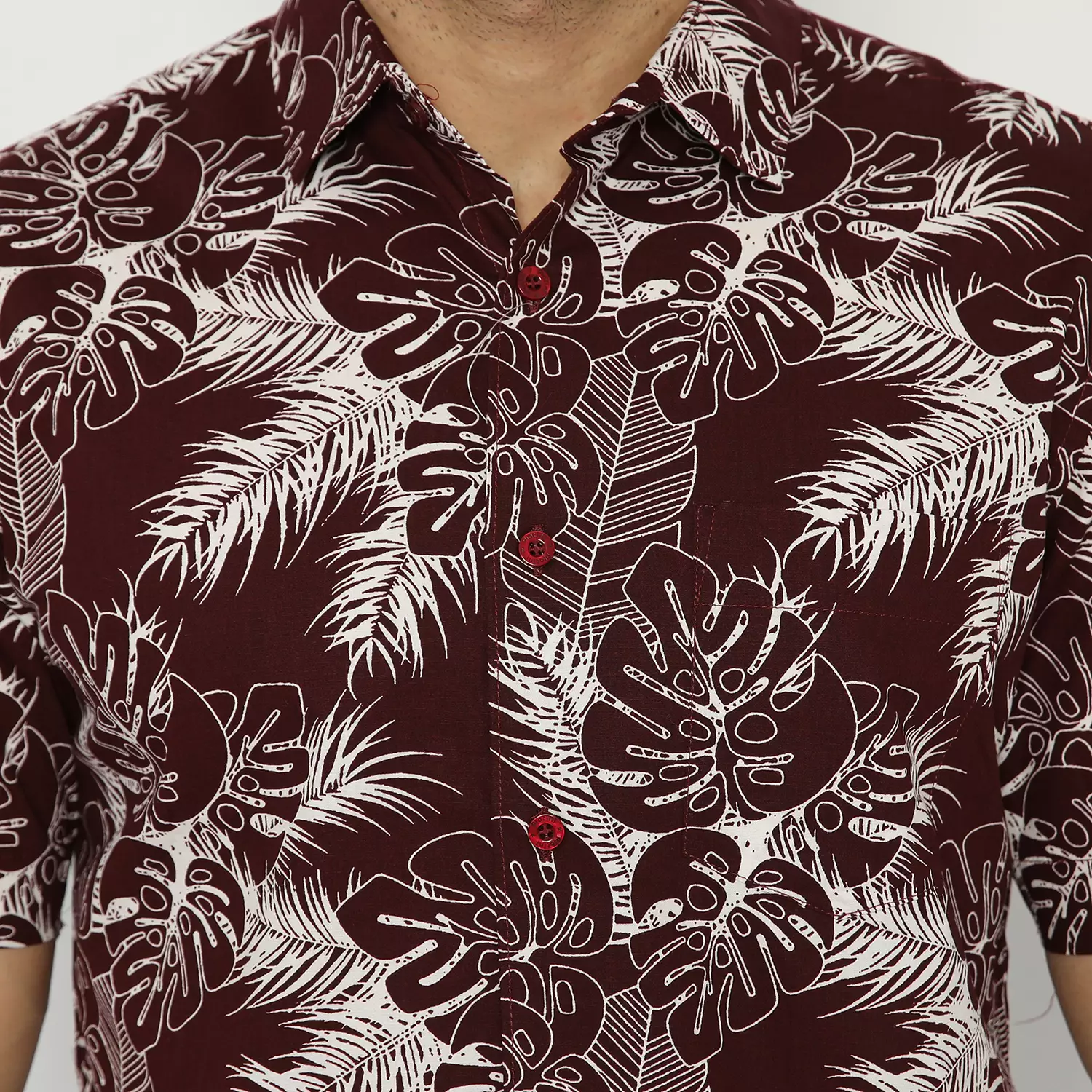 Platini Kemeja Hawai Pria Lengan Pendek Maroon 132043