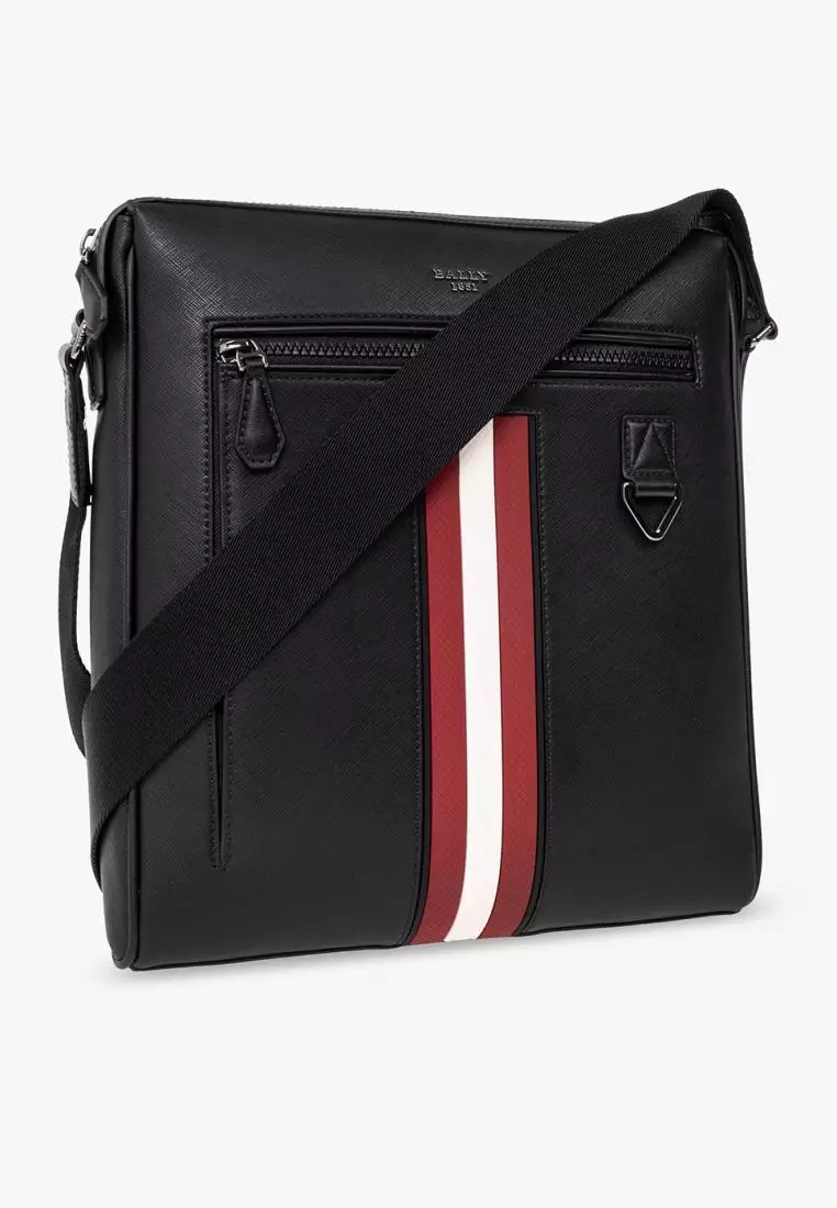 Bally Mecoy Leather Crossbody Bag Black Red