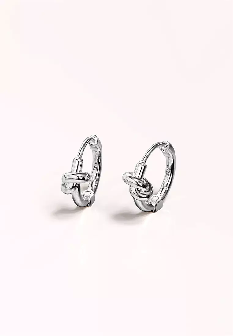 Solid 925 Sterling Silver Tie Knot Earrings