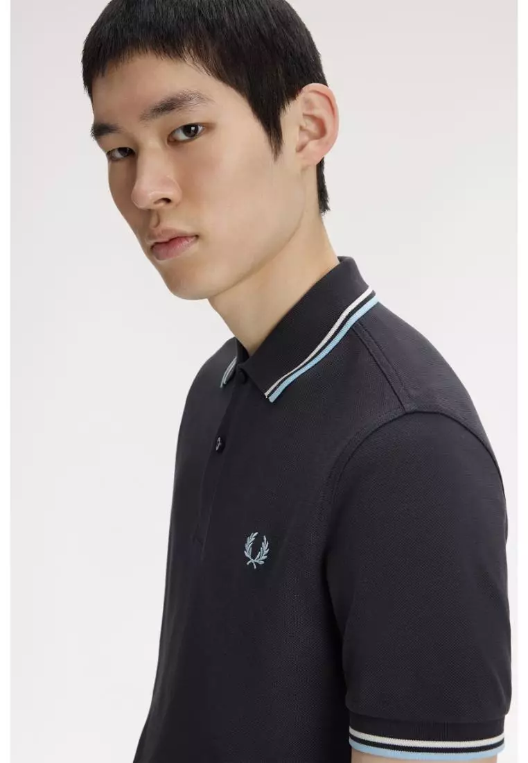 Fred Perry M3600 Twin Tipped Fred Perry Shirt (Anchor Grey / Ecru / Ball Boy Blue)