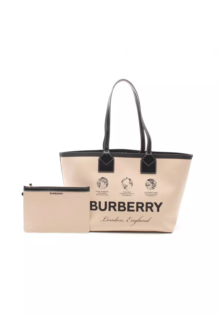 Burberry Pre-owned Women's Faux Leather Tote Bag - Beige - One Size