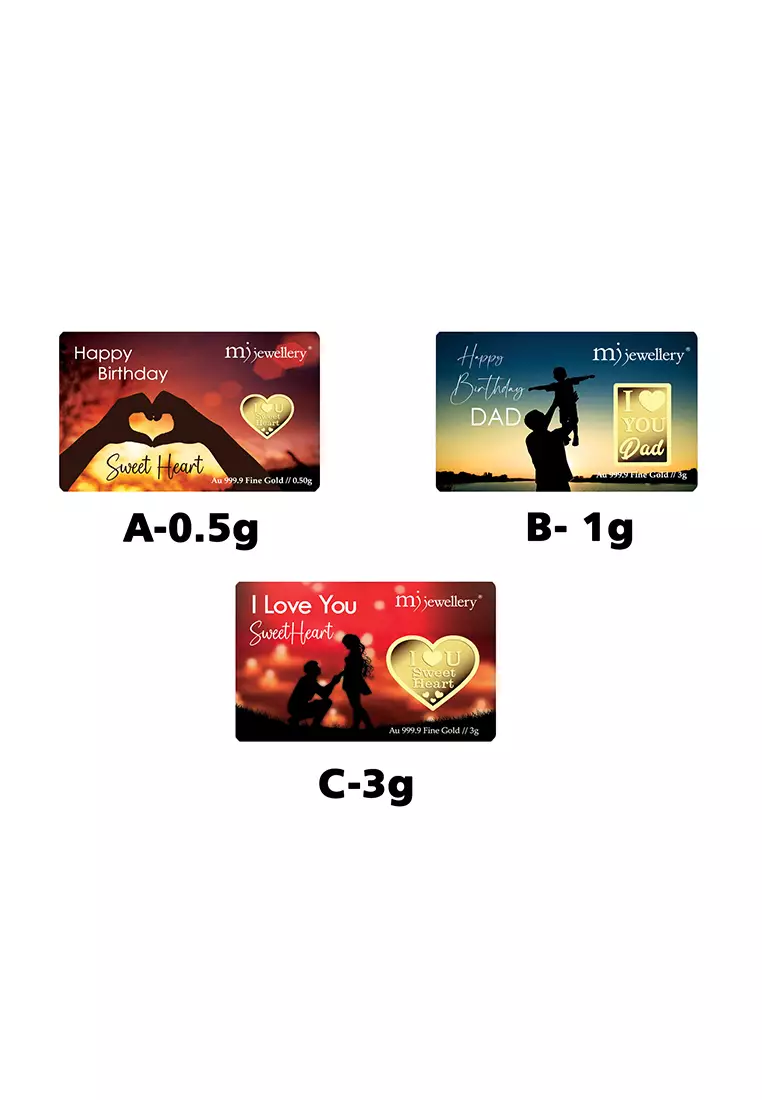 5G Gold Collection 999.9/24K Sweet Heart Series Gold Bar (3g)