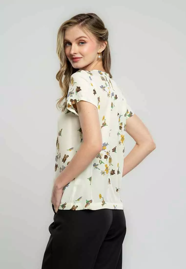 Blush Blossom Petal-Collar Blouse