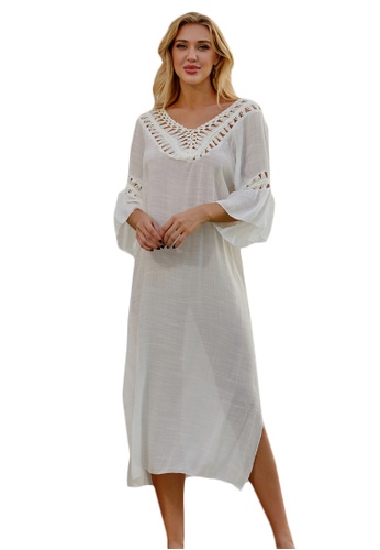 LYCKA white LTH4167-European Style Beach Casual Outer Dress-White 1C568US6276650GS_1