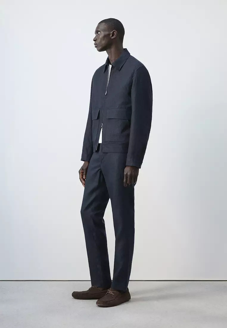 Slim-Fit 100% Linen Trousers