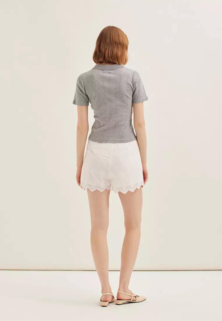 Pointelle Knit Polo