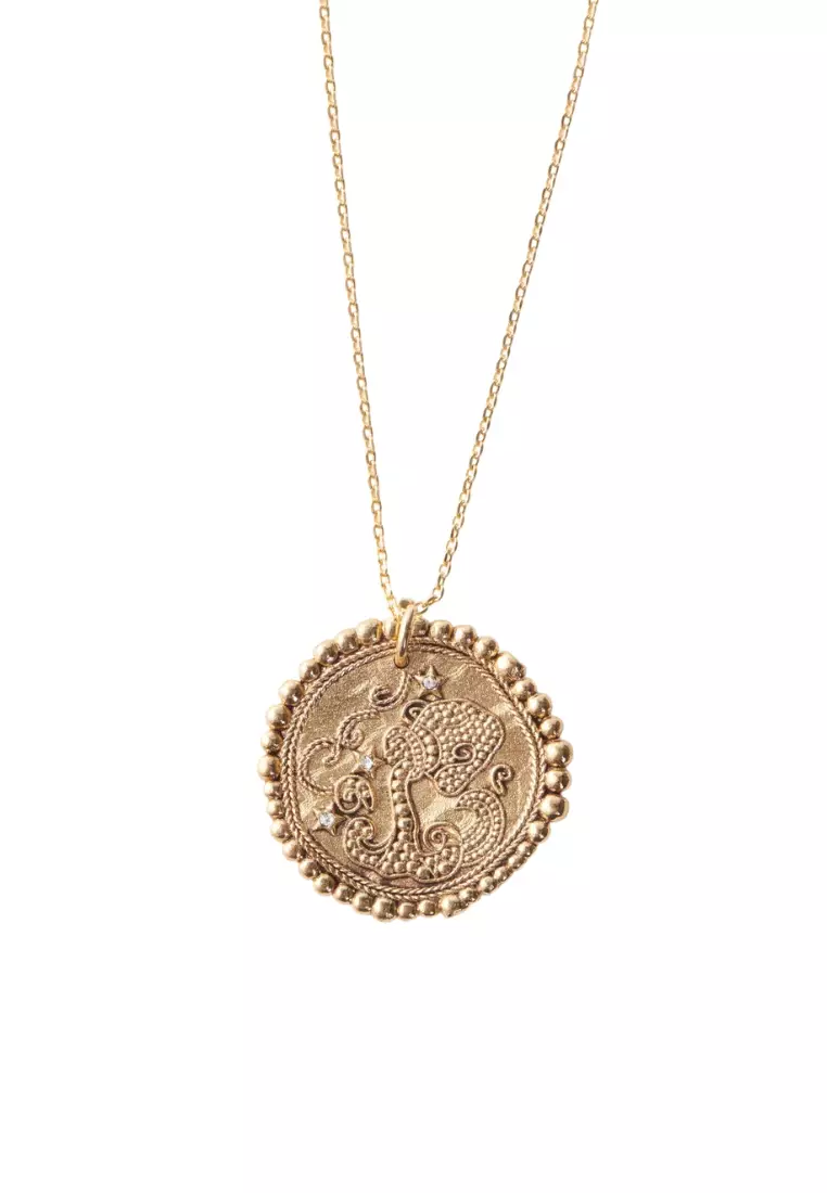 Buy Maje Aquarius zodiac sign necklace in Vieux Laiton 2024 Online