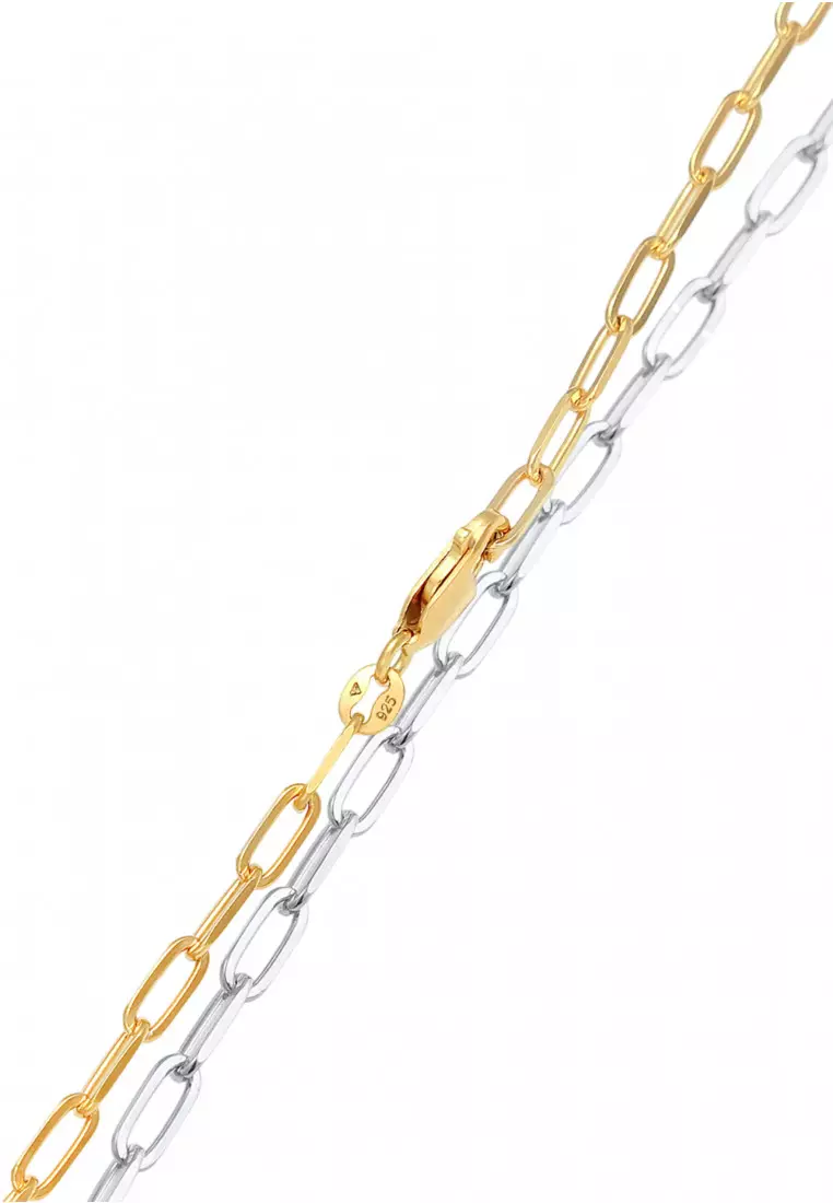 Set Perhiasan Perak 925 Wanita Elegant Minimalist Long Link Chain Gold Plated