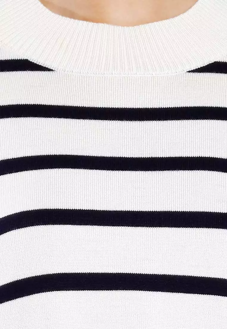 Forest Ladies Striped Knit Top Women Long Sleeve Knitted Sweater | Baju Perempuan Lengan Panjang - 822446-15Beige