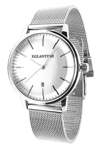 EGLANTINE white and silver EGLANTINE® Paname 40mm Unisex Silver Alloy case Quartz Watch, white dial on Steel Milanese Bracelet 3609CACB696BDAGS_1