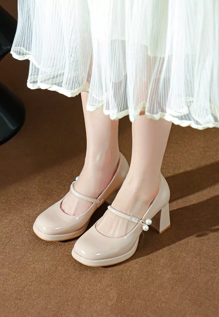 7CM Pearl Strap Mary Jane Shoes BY2465-22