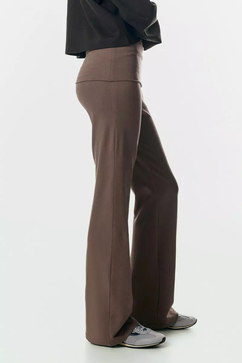 Foldover-waist cotton trousers