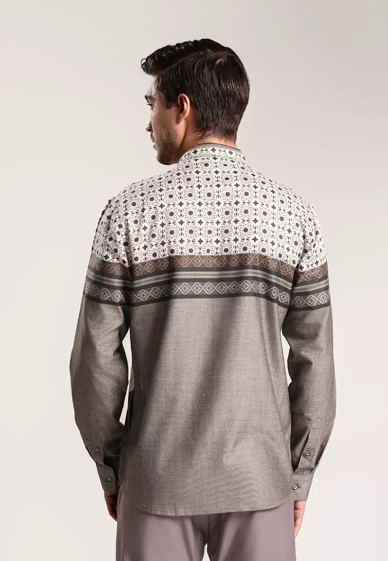 MOC - Kemeja Koko Lengan Panjang Pria Abizar - Brown