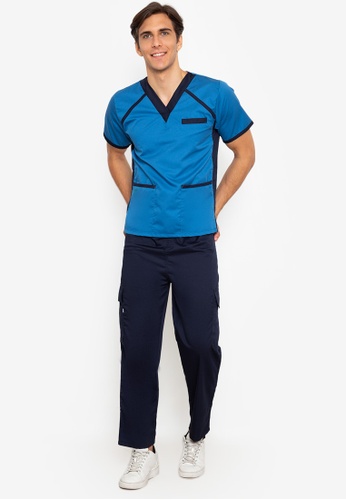 Buy Intal Garments Scrub Suit Medical Doctor Nurse Uniform Ss09b Cargo Pants V Neck With Shoulder Strip And Side Combination 2022 Online Zalora Philippines