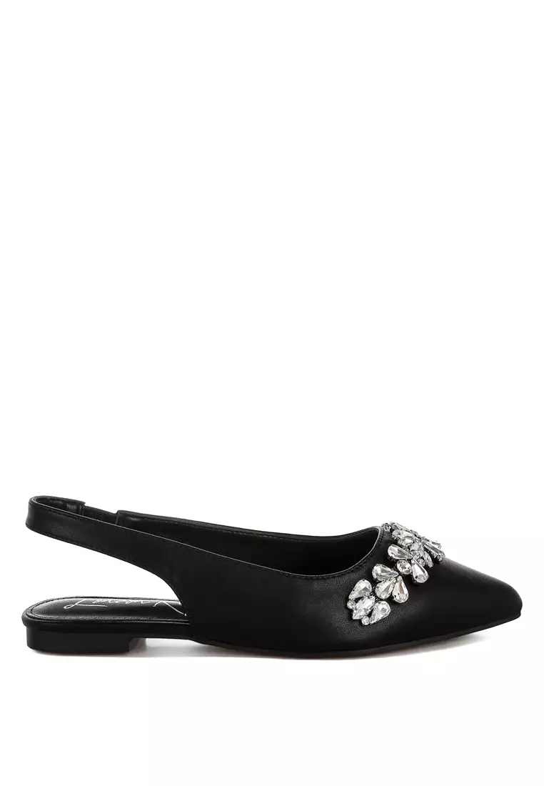 Discount on London Rag  shoes - SKU: Diamante Embellished Flat Sandals in Black