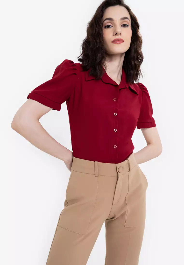 Buy F.101 Puff Sleeve Collared Blouse 2024 Online ZALORA Philippines