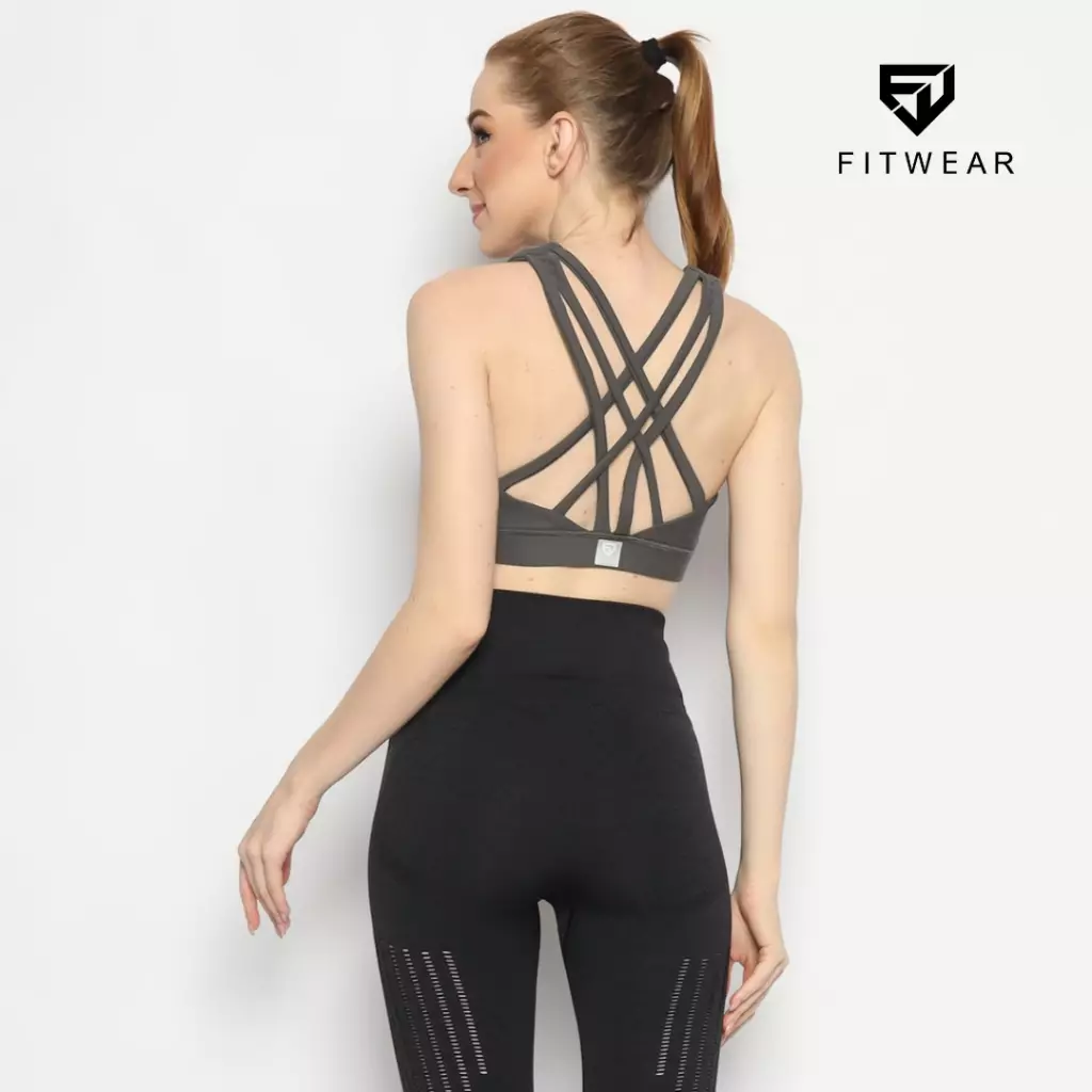 Fitwear - Sportbra Olahraga Wanita SAMANTHA [CAGED PLAIN] - COOL GRAY