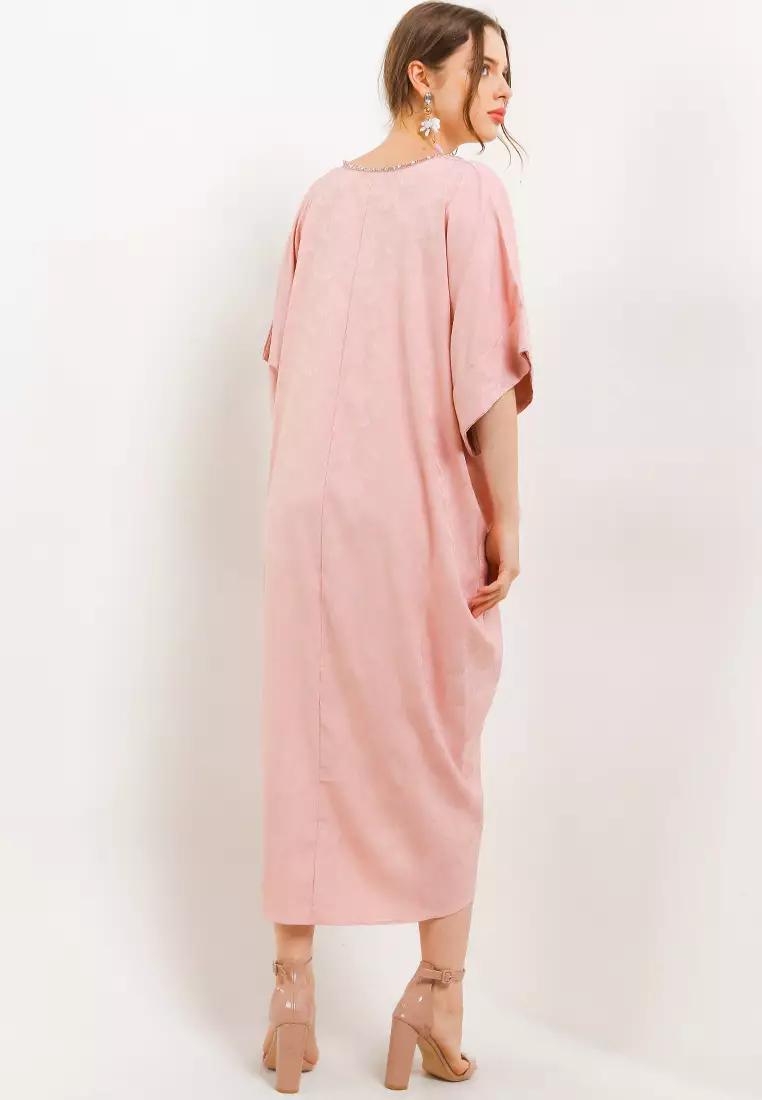 Embellished Twist Jacquard Silk Kaftan