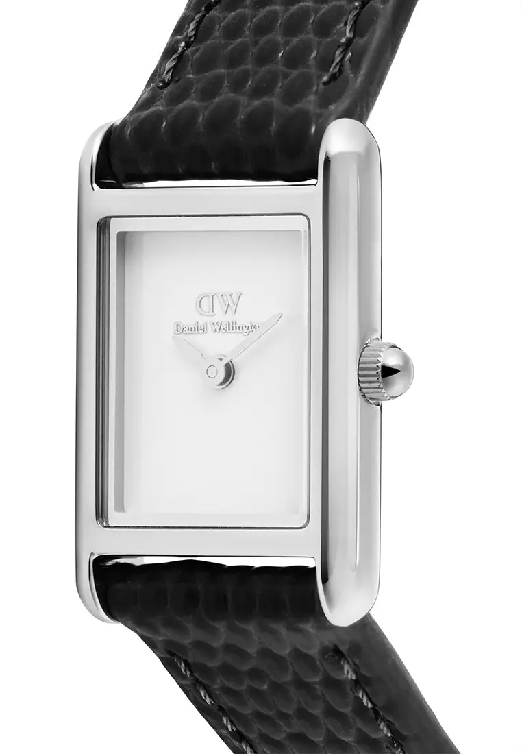 Bound Mini Black Lizard White Silver - Women Watch Stainless Steel Leather Strap watch DW Official Authentic Original