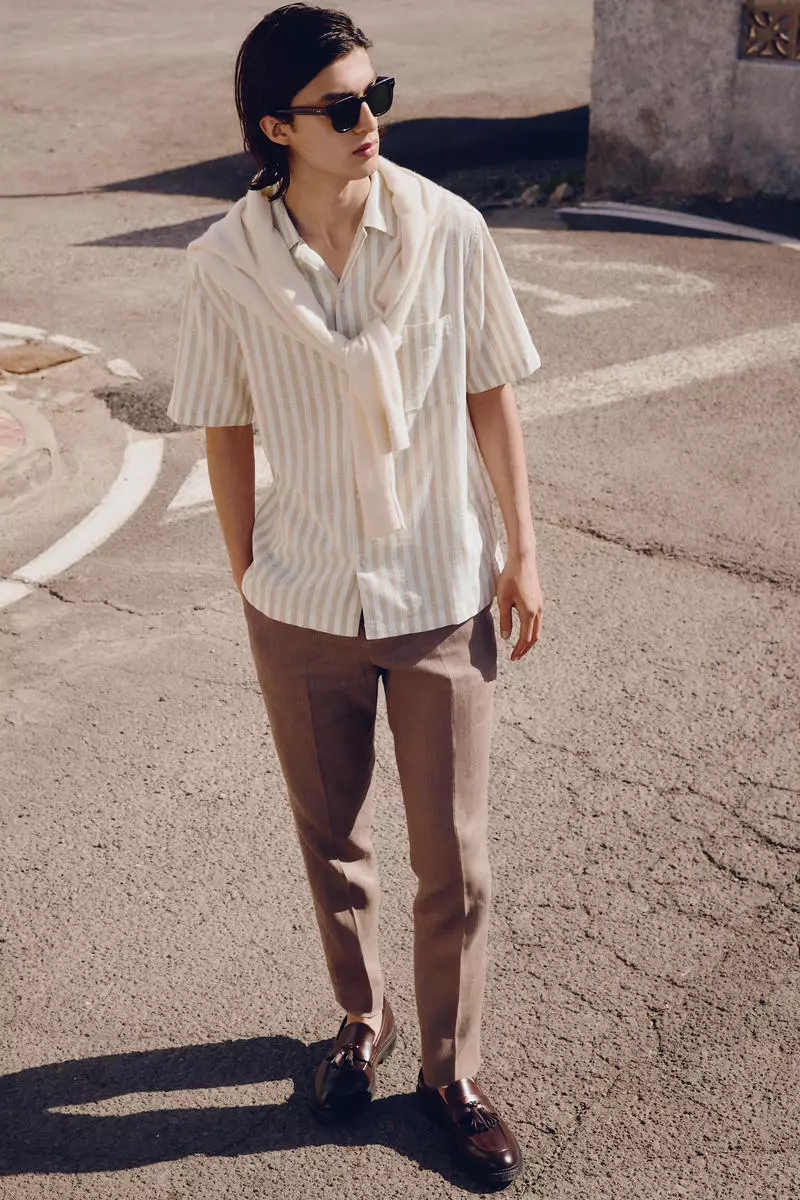 Regular Fit Short-sleeved linen-blend shirt