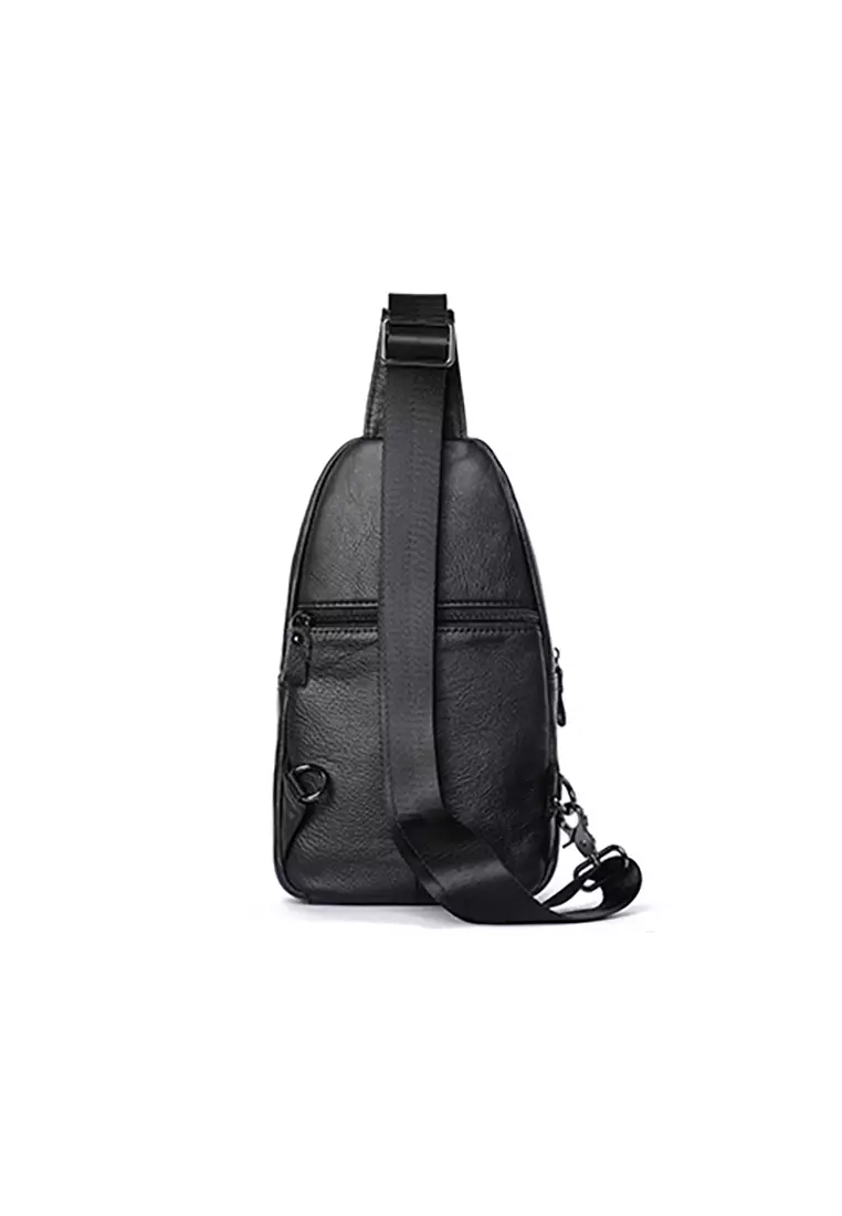 Men's Soft Cow Leather Zipper Belt Bags Chest Bags