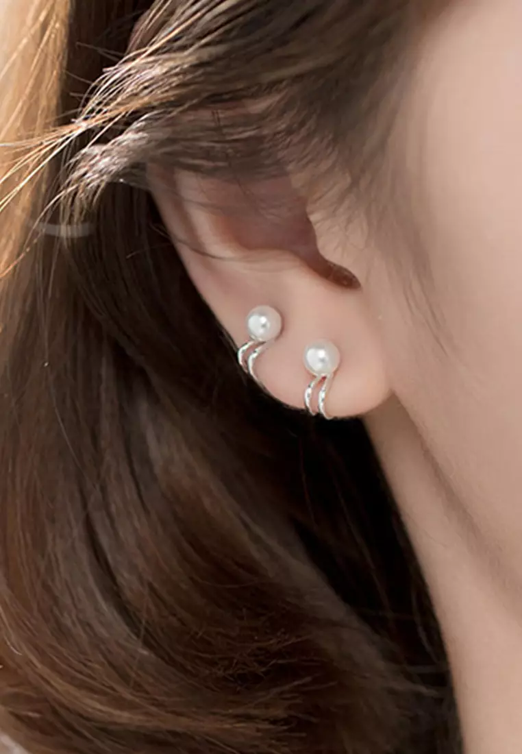 925 Silver Faux Pearl Ear Cuff JW AR-G1717